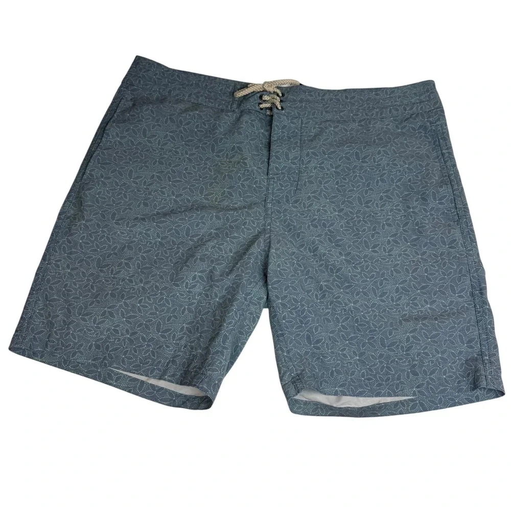 Faherty Brand Mens Blue Green Leaf Print Board Shorts 34 MSB1802-TLP